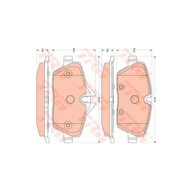 Jeu de quatre plaquettes de frein à disque TRW