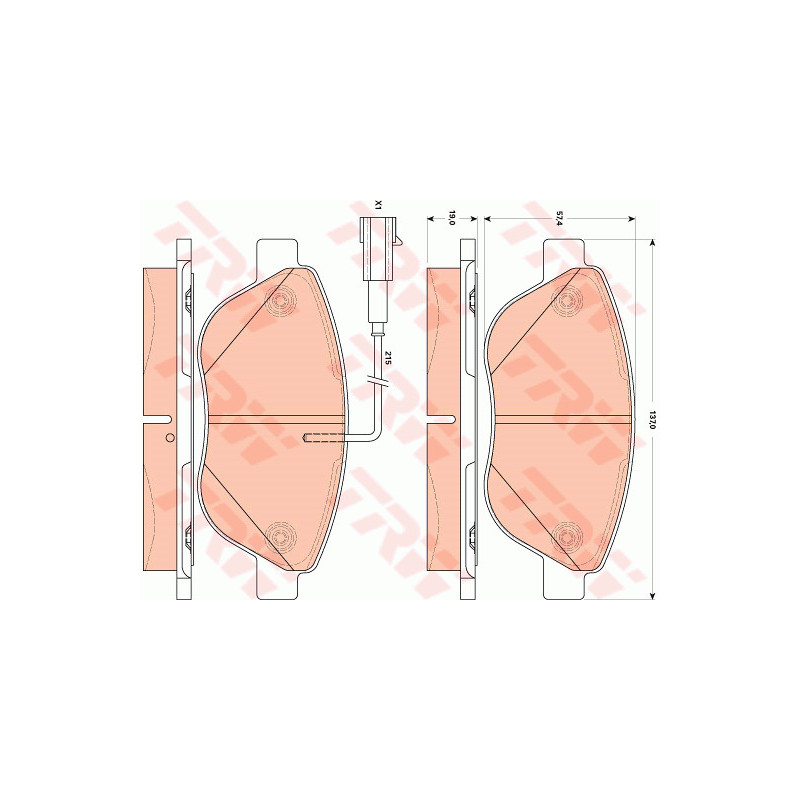 Jeu de quatre plaquettes de frein à disque TRW