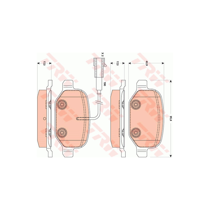 Jeu de quatre plaquettes de frein à disque TRW