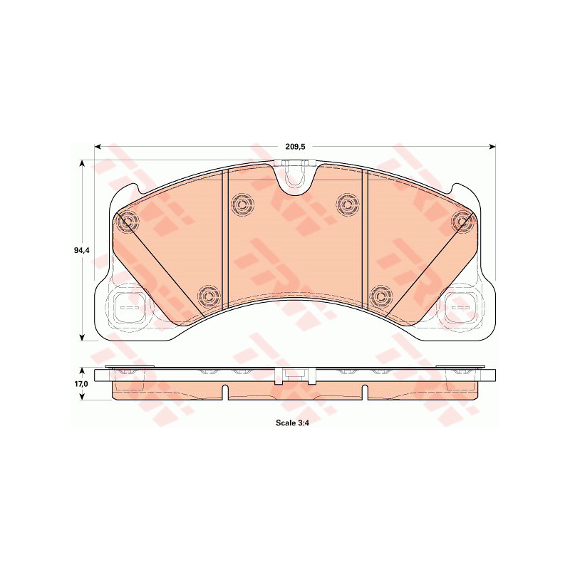 Jeu de quatre plaquettes de frein à disque TRW