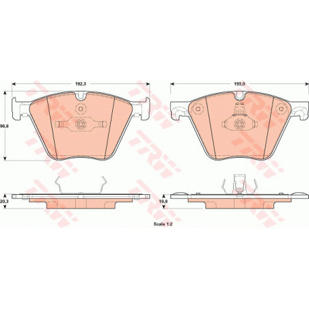 Jeu de quatre plaquettes de frein à disque TRW