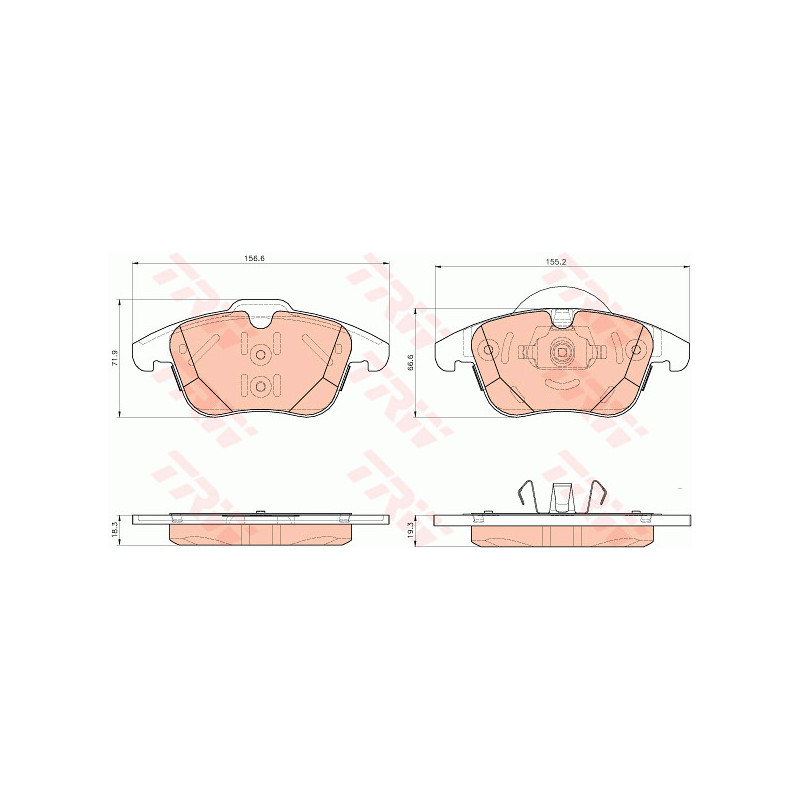 Jeu de quatre plaquettes de frein à disque TRW