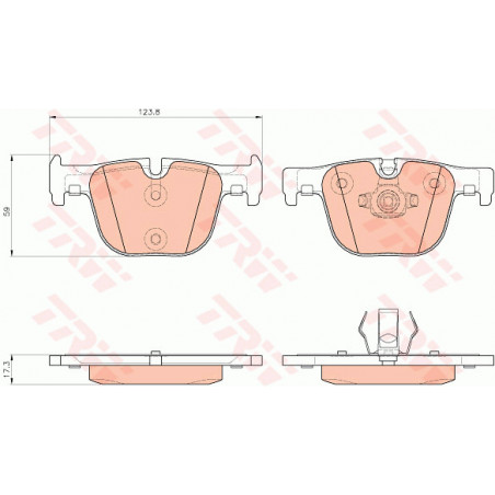 Jeu de quatre plaquettes de frein à disque TRW