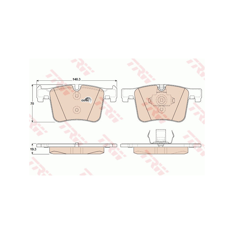 Jeu de quatre plaquettes de frein à disque TRW