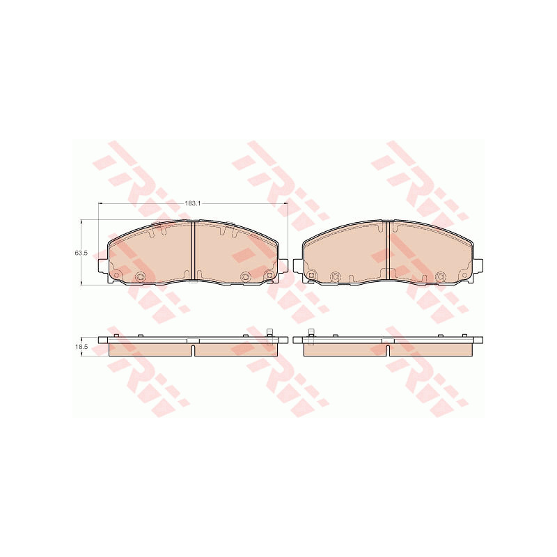Jeu de quatre plaquettes de frein à disque TRW