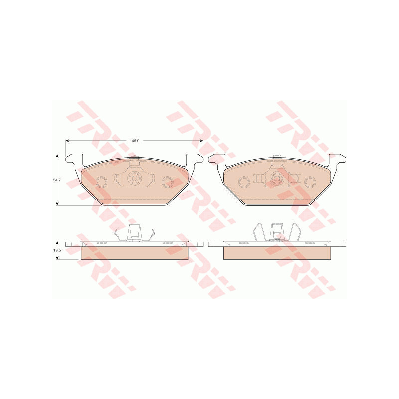 Jeu de quatre plaquettes de frein à disque TRW