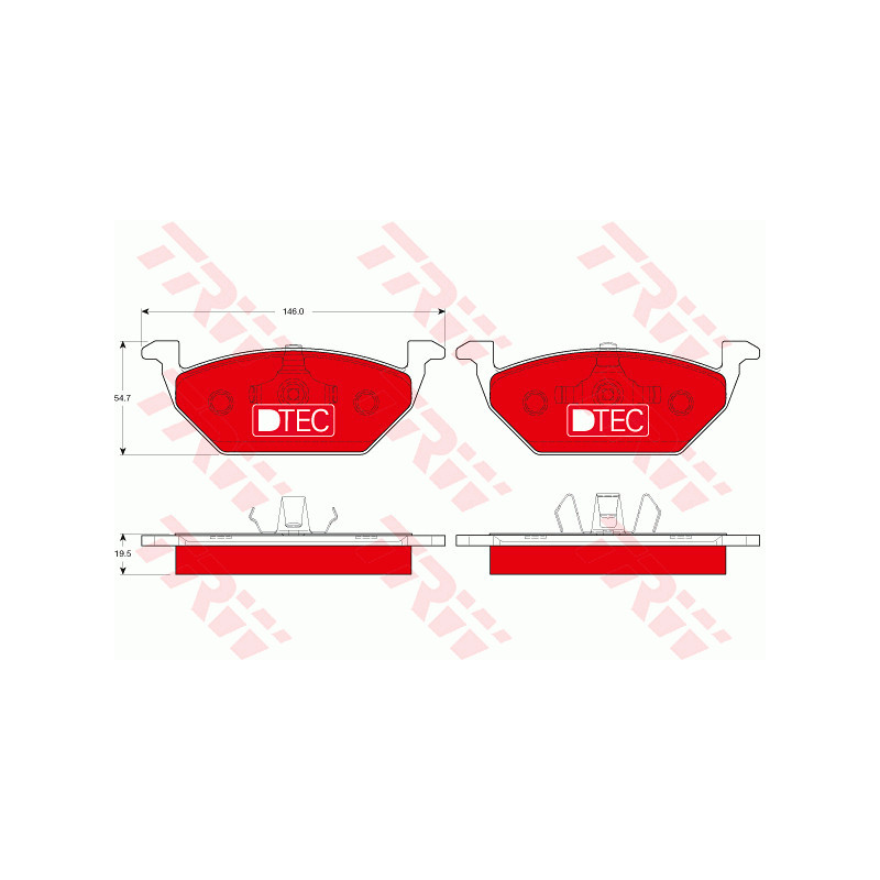 Jeu de quatre plaquettes de frein à disque TRW