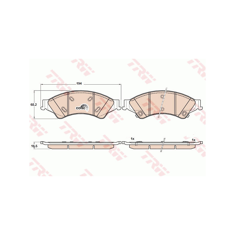Jeu de quatre plaquettes de frein à disque TRW