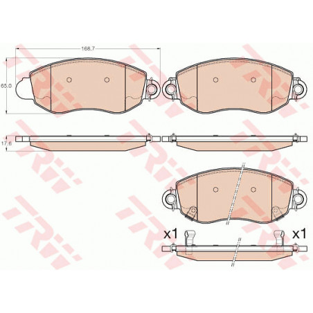 Jeu de quatre plaquettes de frein à disque TRW