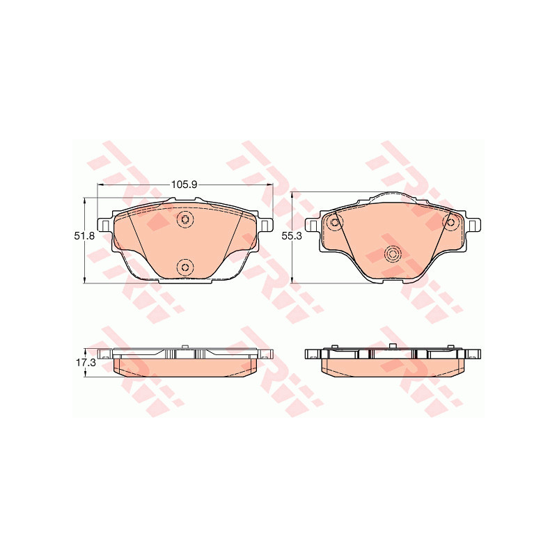 Jeu de quatre plaquettes de frein à disque TRW