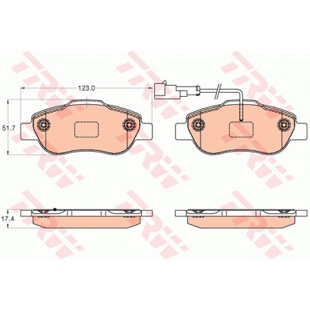 Jeu de quatre plaquettes de frein à disque TRW