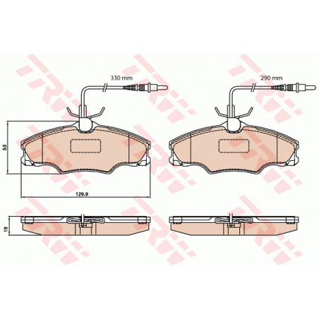 Jeu de quatre plaquettes de frein à disque TRW