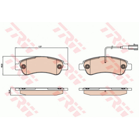 Jeu de quatre plaquettes de frein à disque TRW