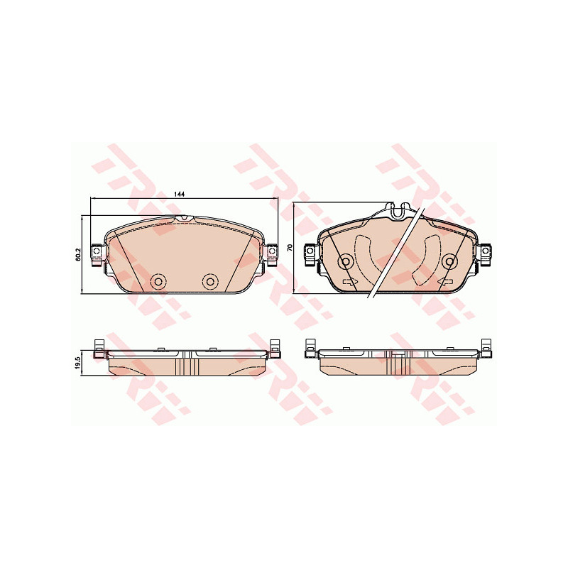 Jeu de quatre plaquettes de frein à disque TRW