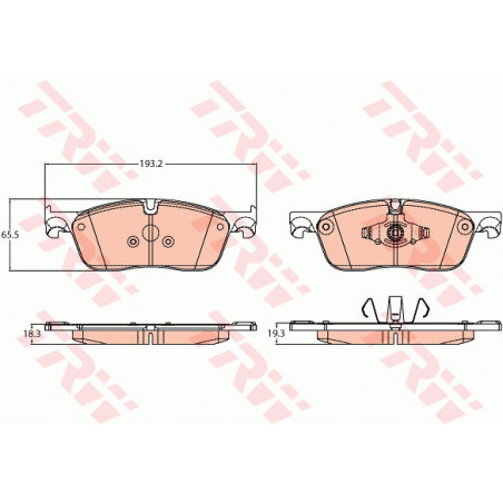 Jeu de quatre plaquettes de frein à disque TRW