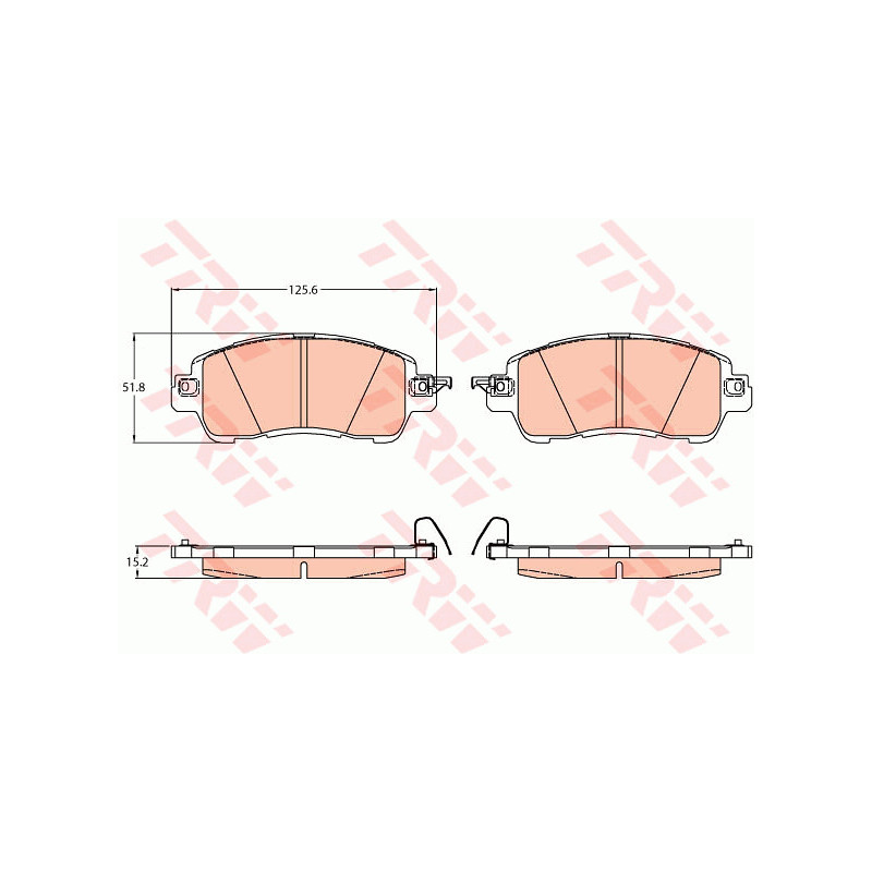 Jeu de quatre plaquettes de frein à disque TRW