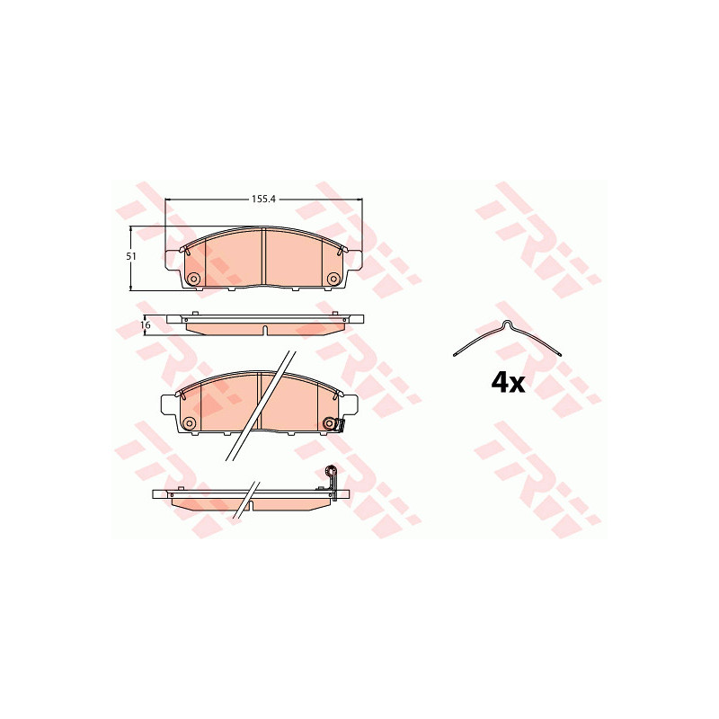 Jeu de quatre plaquettes de frein à disque TRW