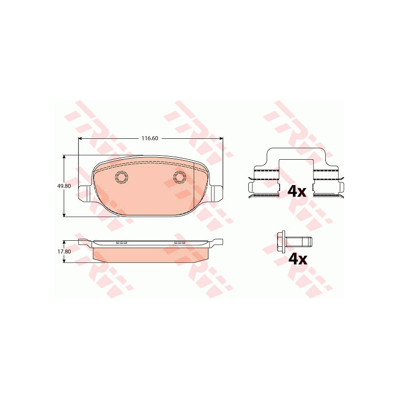 Jeu de quatre plaquettes de frein à disque TRW