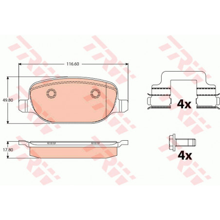 Jeu de quatre plaquettes de frein à disque TRW