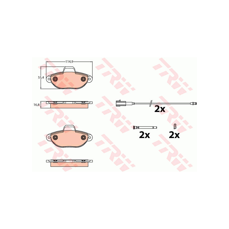 Jeu de quatre plaquettes de frein à disque TRW