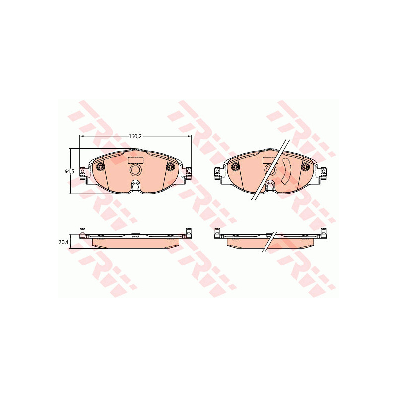 Jeu de quatre plaquettes de frein à disque TRW