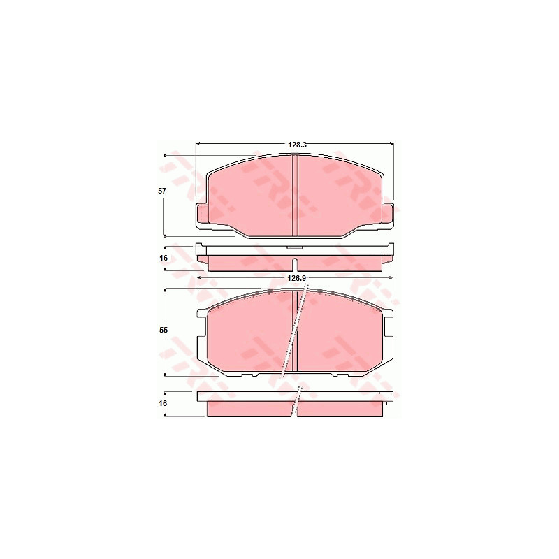 Jeu de quatre plaquettes de frein à disque TRW