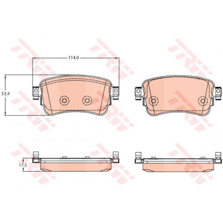 Jeu de quatre plaquettes de frein à disque TRW