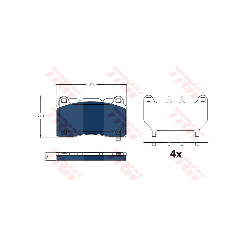 Jeu de quatre plaquettes de frein à disque TRW