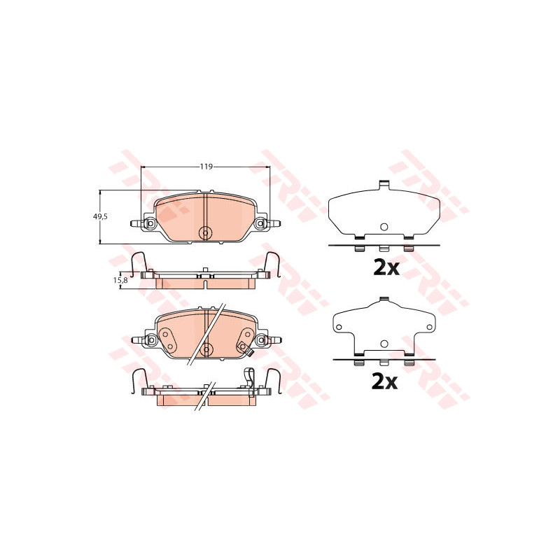 Jeu de quatre plaquettes de frein à disque TRW
