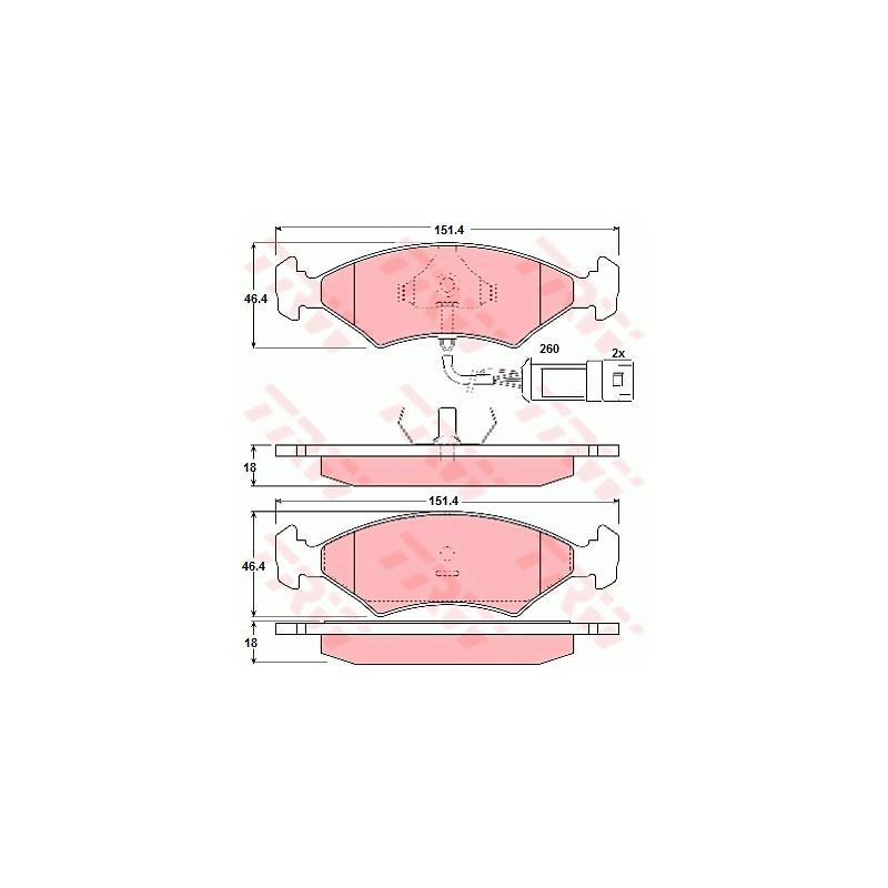 Jeu de quatre plaquettes de frein à disque TRW
