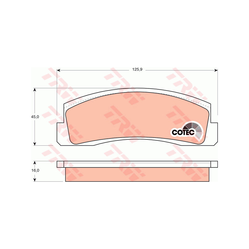 Jeu de quatre plaquettes de frein à disque TRW