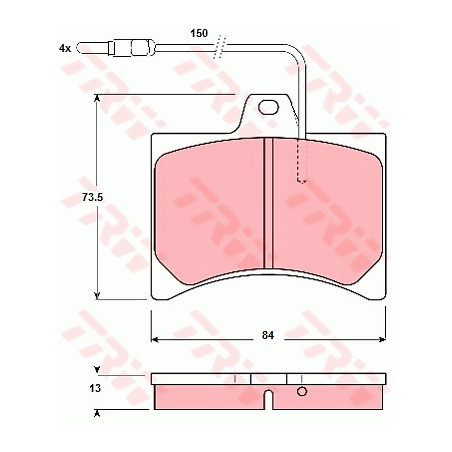 Jeu de quatre plaquettes de frein à disque TRW