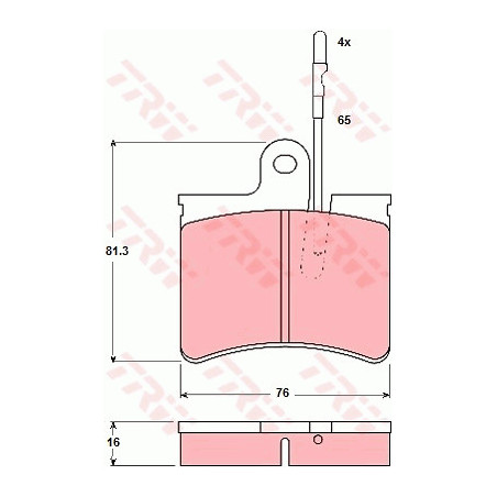 Jeu de quatre plaquettes de frein à disque TRW