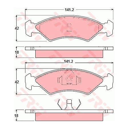Jeu de quatre plaquettes de frein à disque TRW