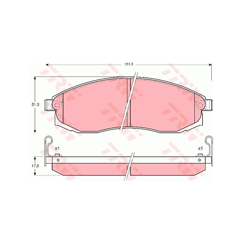 Jeu de quatre plaquettes de frein à disque TRW