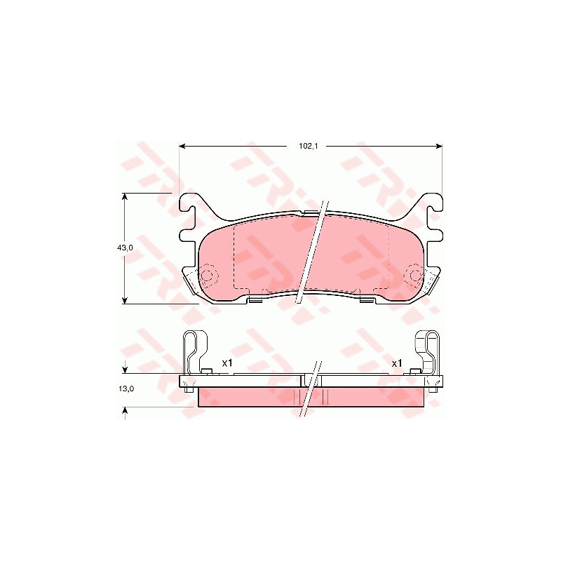 Jeu de quatre plaquettes de frein à disque TRW