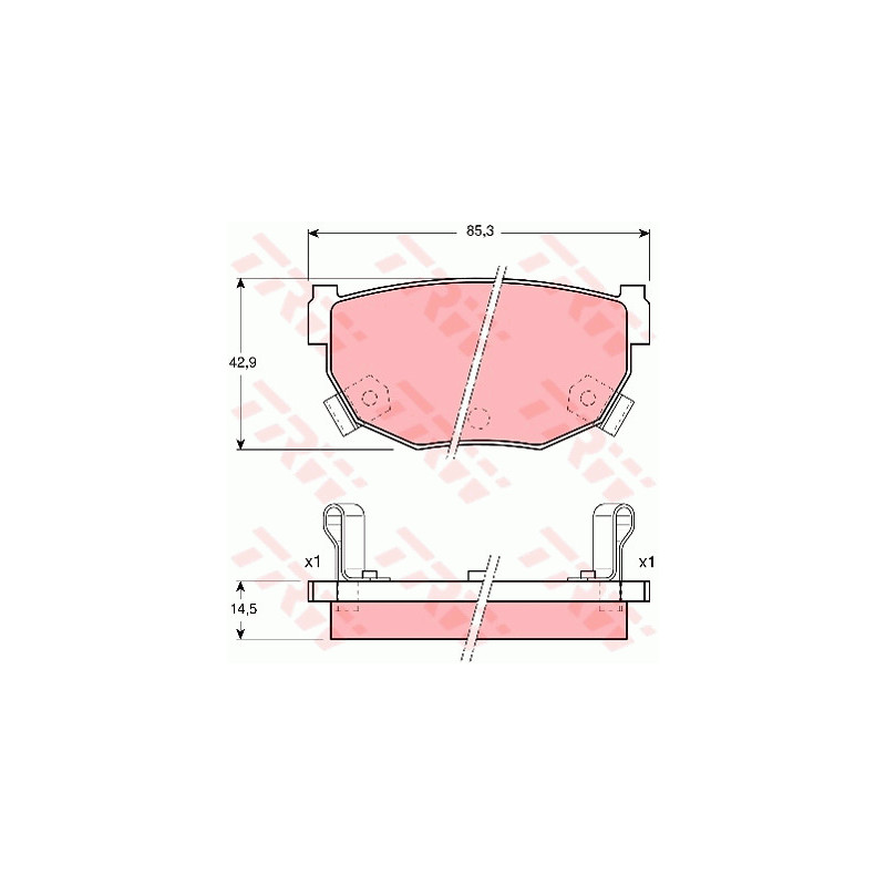 Jeu de quatre plaquettes de frein à disque TRW