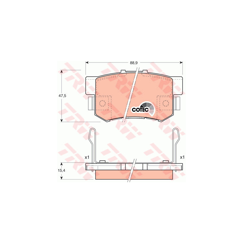 Jeu de quatre plaquettes de frein à disque TRW