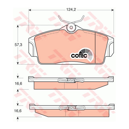 Jeu de quatre plaquettes de frein à disque TRW