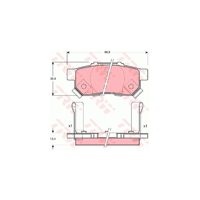 Jeu de quatre plaquettes de frein à disque TRW