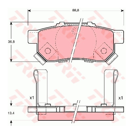 Jeu de quatre plaquettes de frein à disque TRW