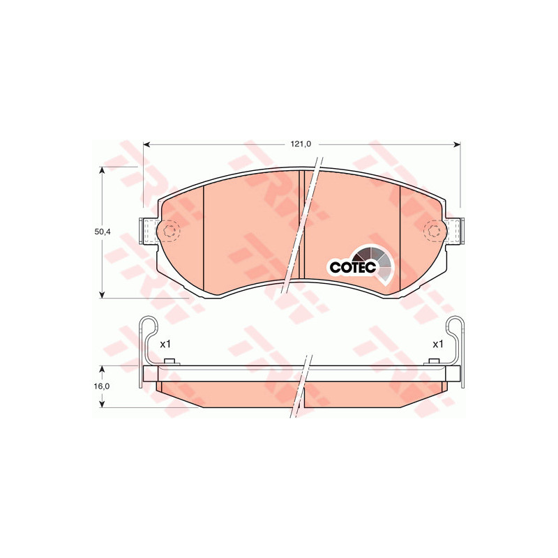 Jeu de quatre plaquettes de frein à disque TRW