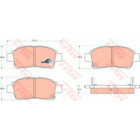 Jeu de quatre plaquettes de frein à disque TRW