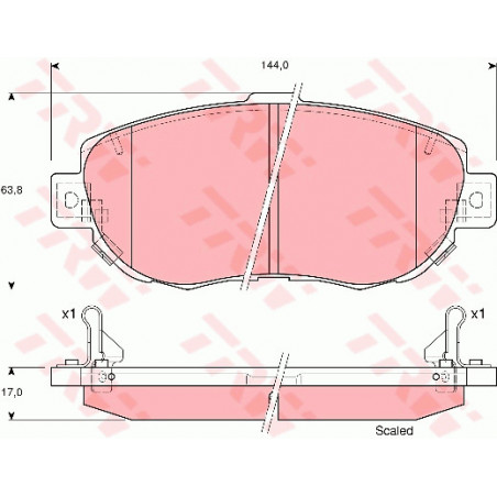 Jeu de quatre plaquettes de frein à disque TRW