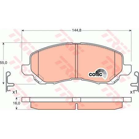 Jeu de quatre plaquettes de frein à disque TRW
