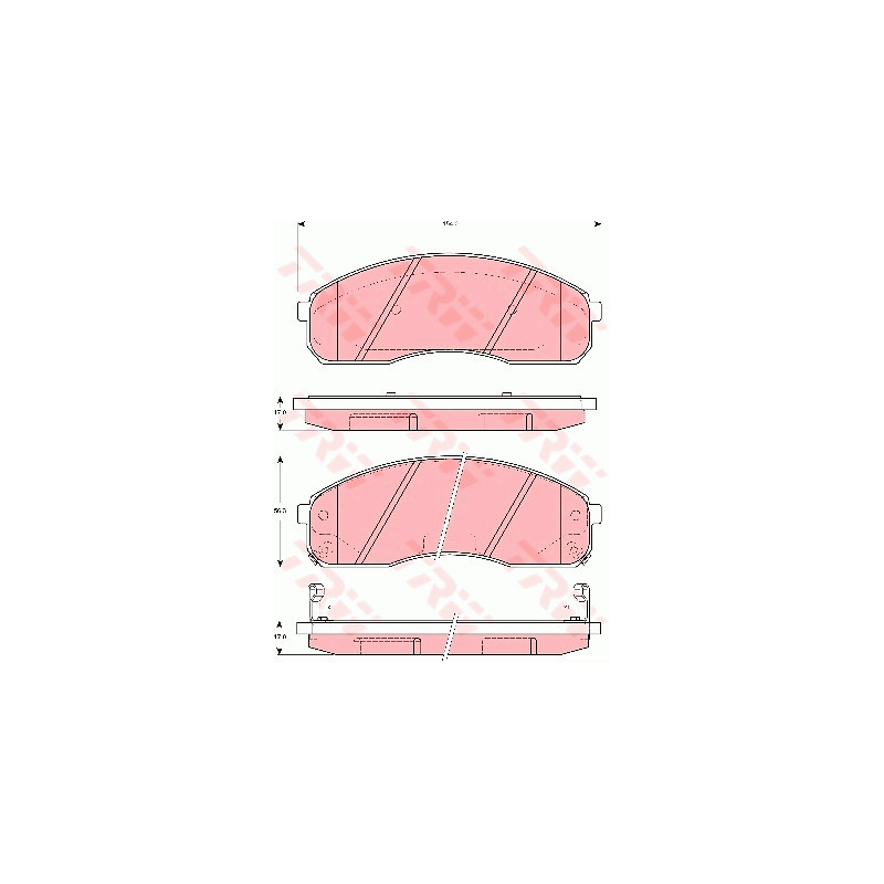 Jeu de quatre plaquettes de frein à disque TRW