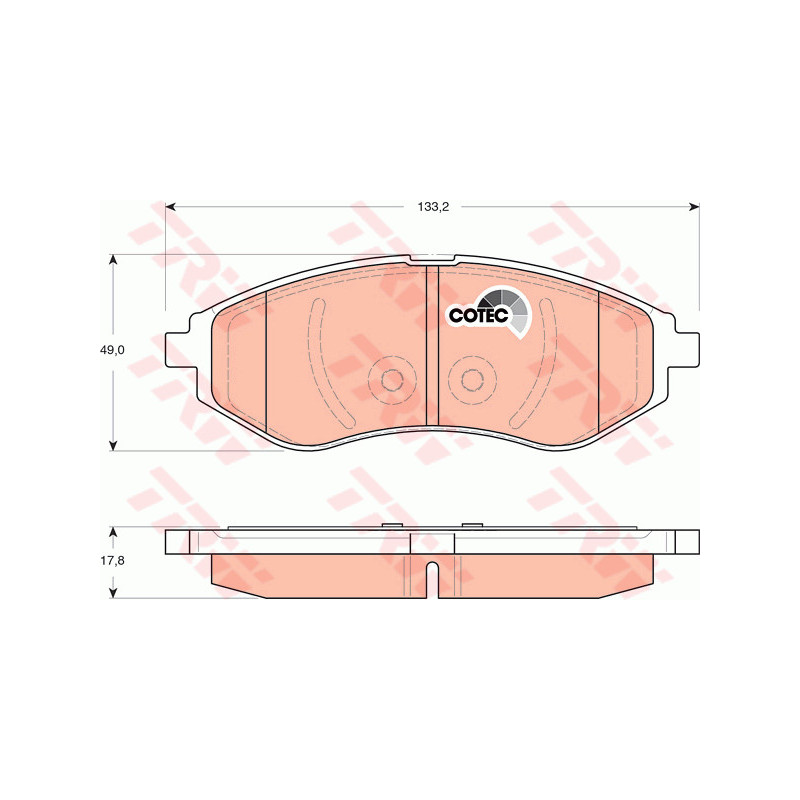 Jeu de quatre plaquettes de frein à disque TRW