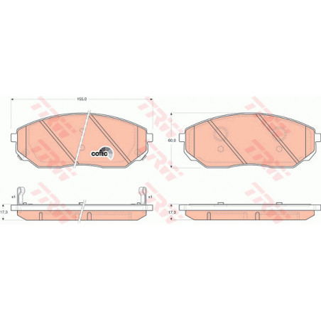 Jeu de quatre plaquettes de frein à disque TRW