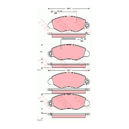 Jeu de quatre plaquettes de frein à disque TRW