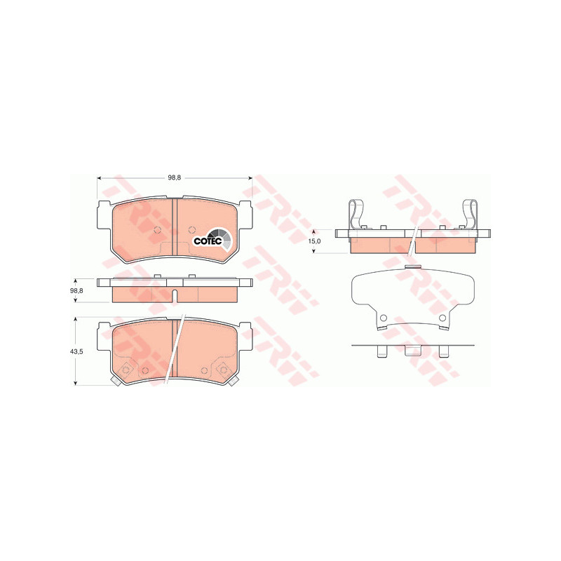 Jeu de quatre plaquettes de frein à disque TRW